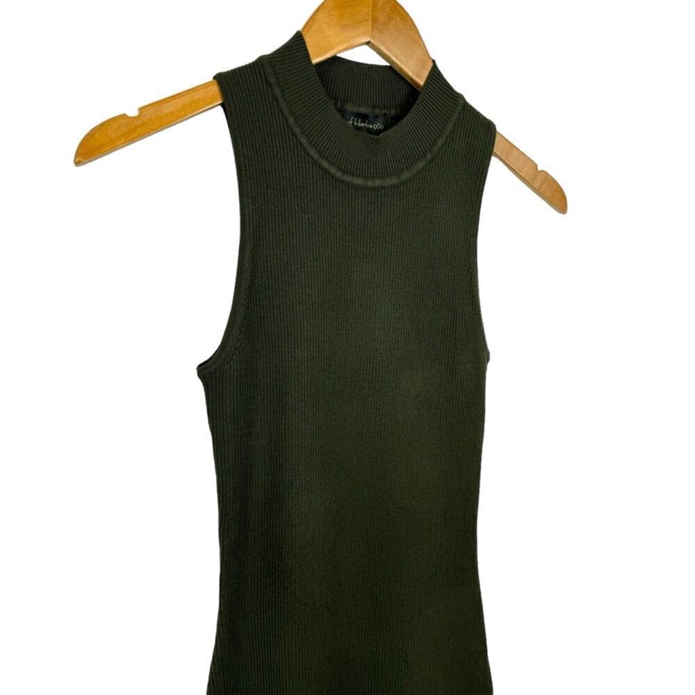 House of Harlow 1960 Sleeveless Mock Neck Ribbed Midi Dress Forest Green Small - Picture 7 of 16
